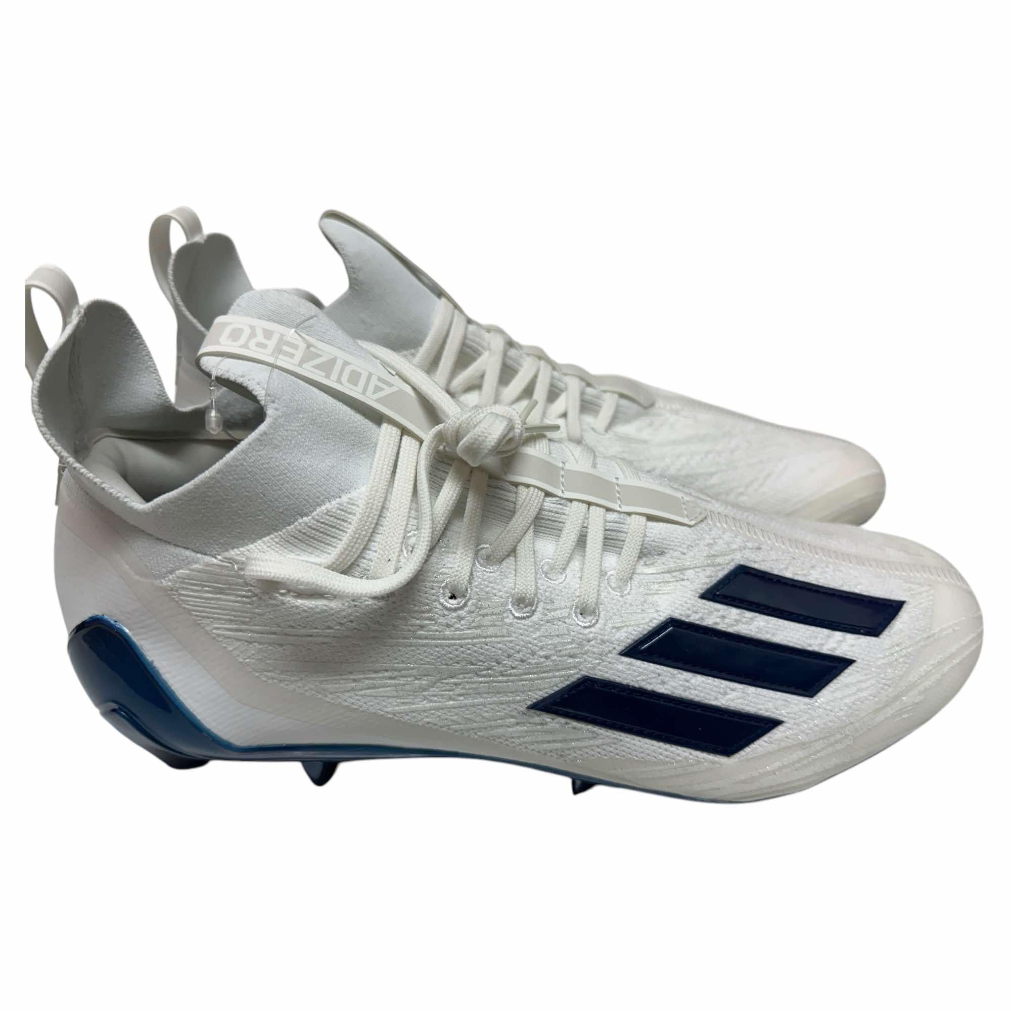 adidas Men's Adizero Primeknit Football Cleats Shoes White/Navy #GV9624 - Size Men's 14