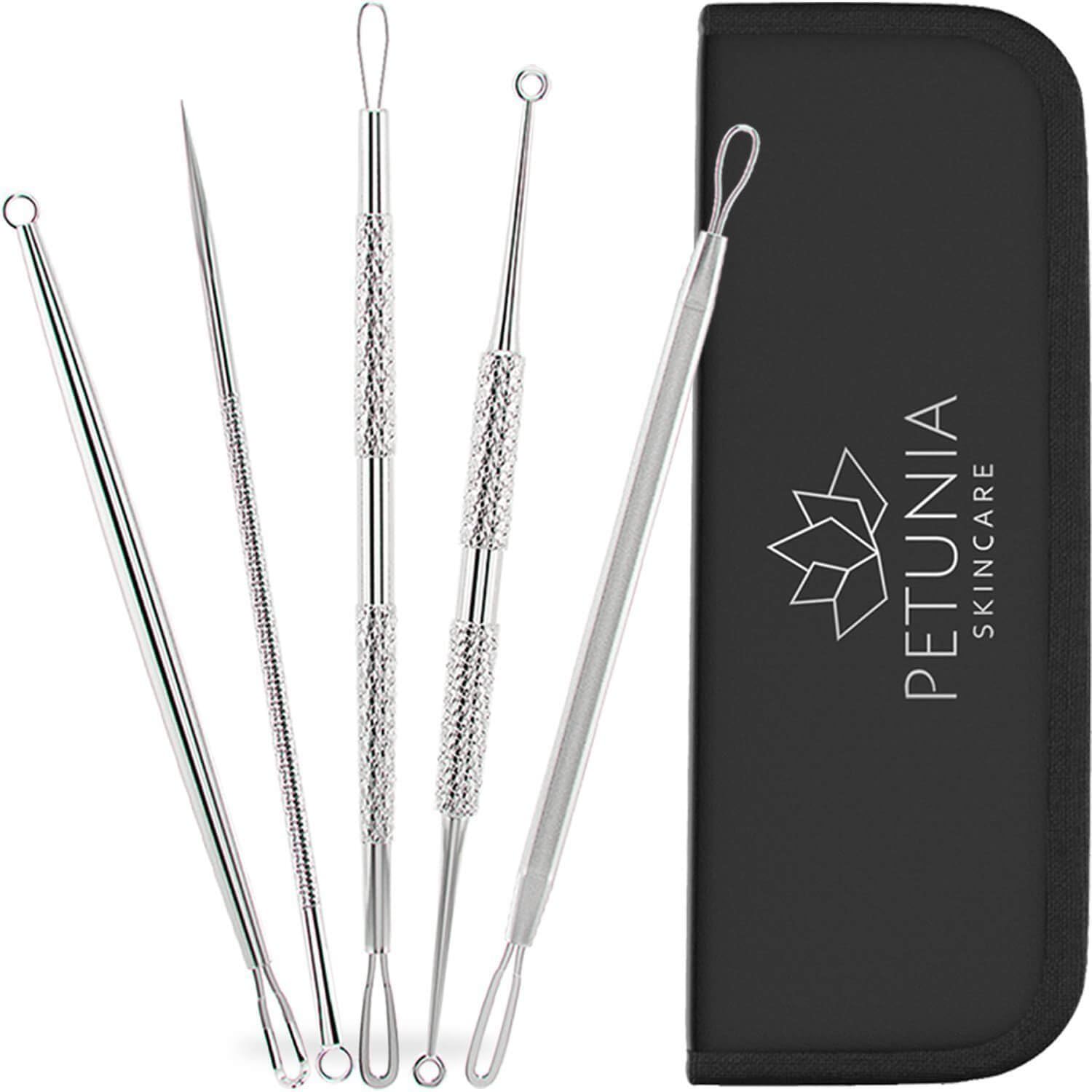 Blackhead Remover Tool Kit, Acne Remover Kit, 5 Piece Pimple Popper tool for Blackhead Extractor, Spot Popper, Black Header Remover, Whitehead Spot Popping Kit, Black Head Remover, Spot Remover Tool