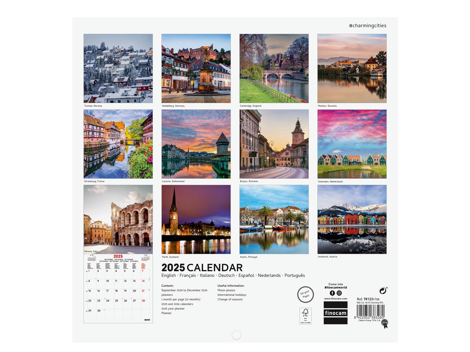 Finocam International 2025 Wall Photo Calendar Month View January 2025 December 2025 (12 months) Charming International - Image 4
