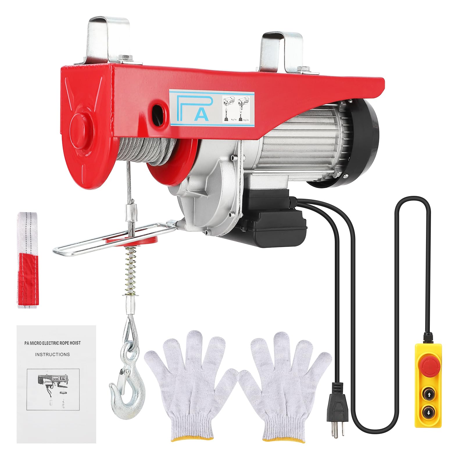 Electric Hoist 2200 Lbs (1 Ton), 1600W Heavy-Duty Electric Winch with Remote Control, 40FT Lift Height (Single Steel Wire Cable), 120V Lift Hoist for