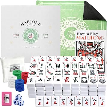 American Mahjong Set with Mat, 166 Engraved Melamine Tiles
