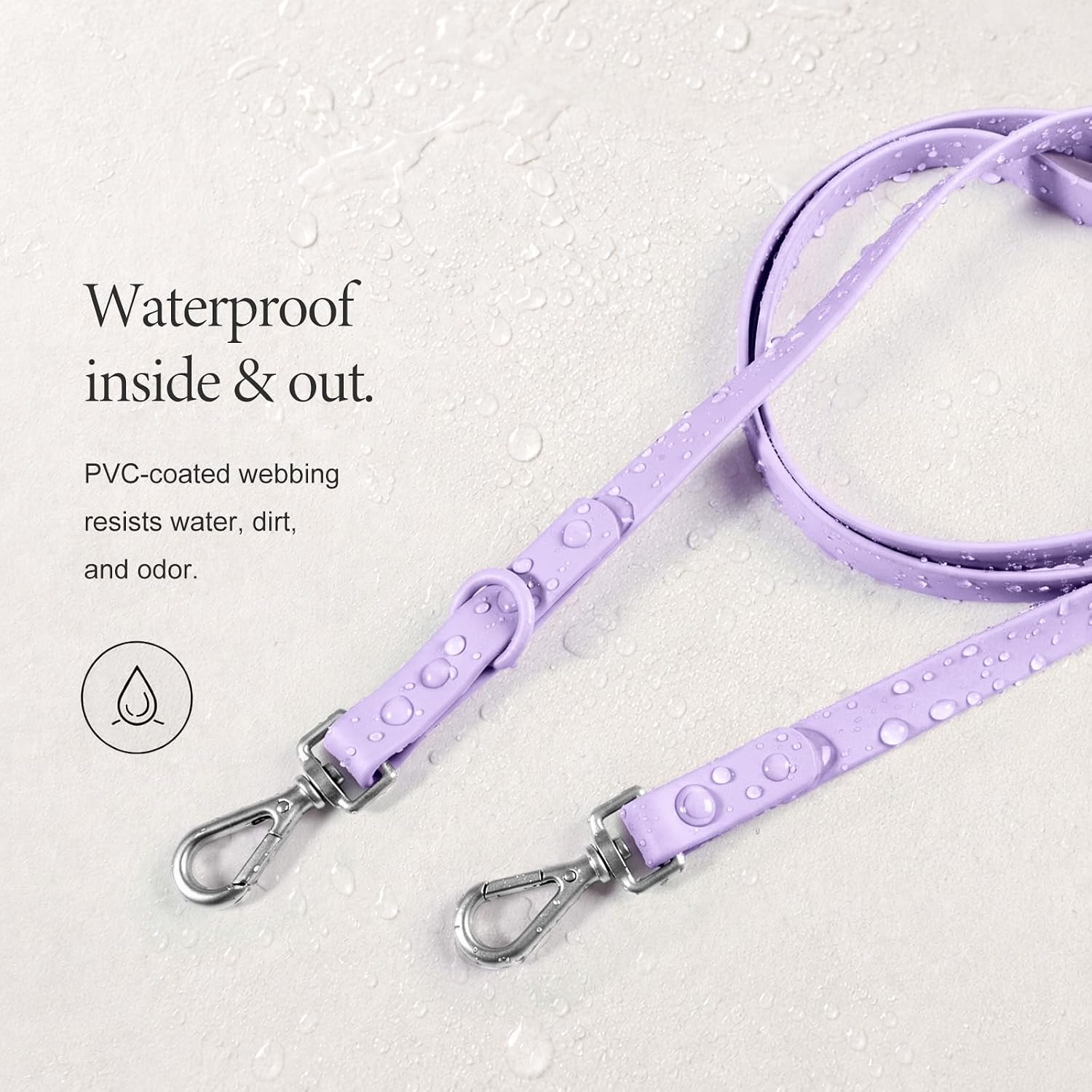 Waterproof Dog Leash, Odor-Proof & Easy Clean & Multi-Use (Lavender) image 2