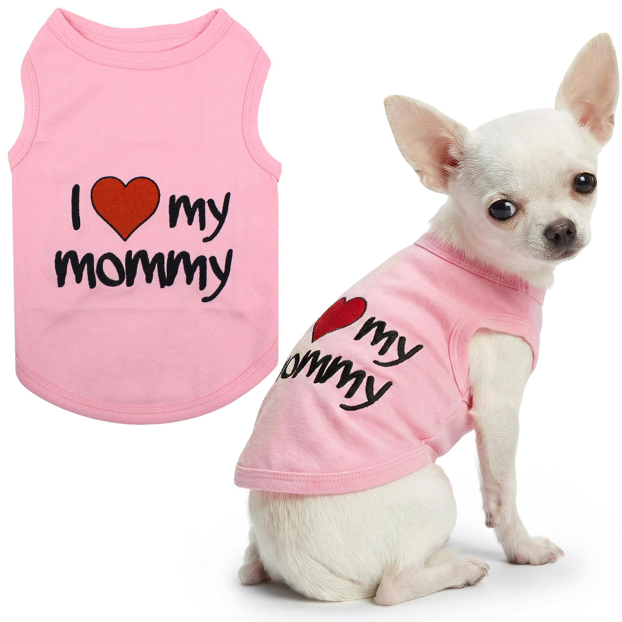 Parisian Pet Dog Shirt - 100% Cotton Shirts for Small Dogs - Pink Sleeveless Girl Pet Clothes - Lightweight Pet T Shirts - Breathable Puppy Clothes -