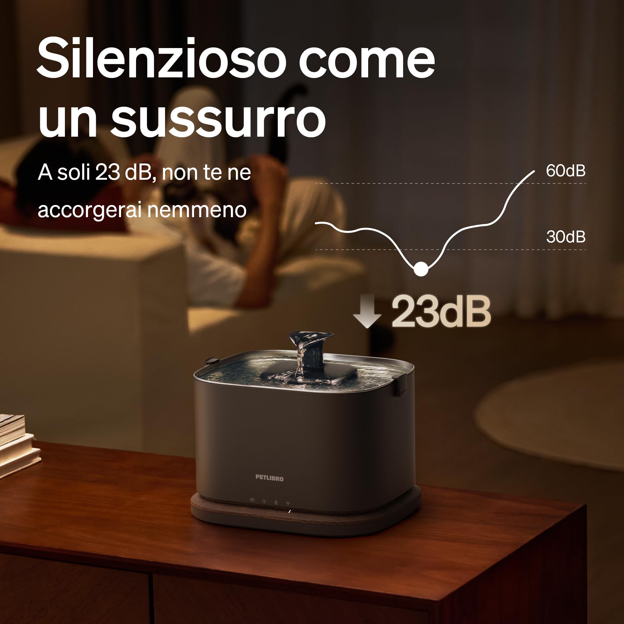 PETLIBRO Fontana per Gatti Upgrade, Senza Fili e a Batteria, Monitoraggio App 3L/101oz, Fontana Dockstream 2 con Vassoio in Acciaio Inossidabile, Dispenser d'Acqua per Cani WiFi 5GHz