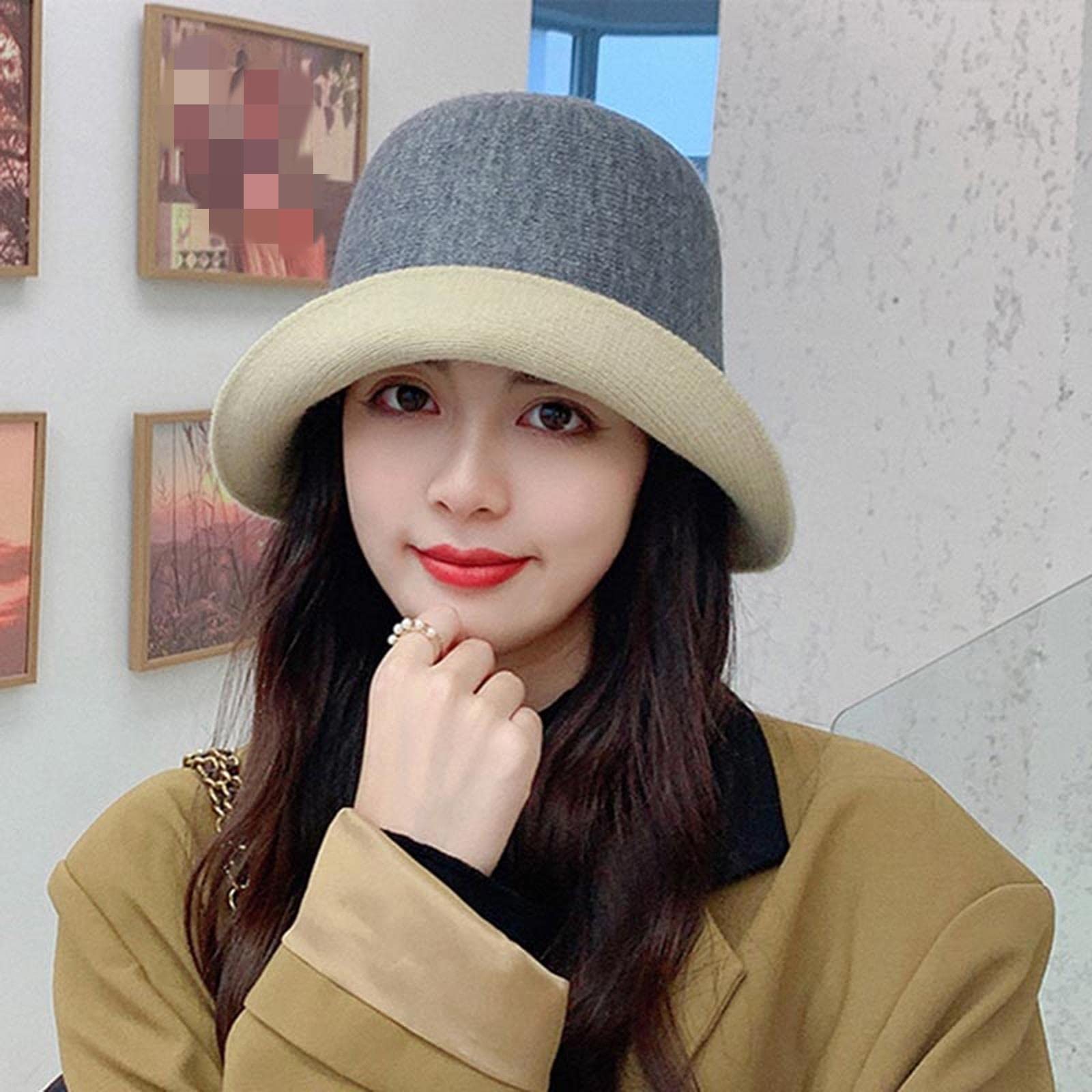 Chapeau bob pour femme multifonction double face solide tricoté chapeau de pêcheur chaud loisirs