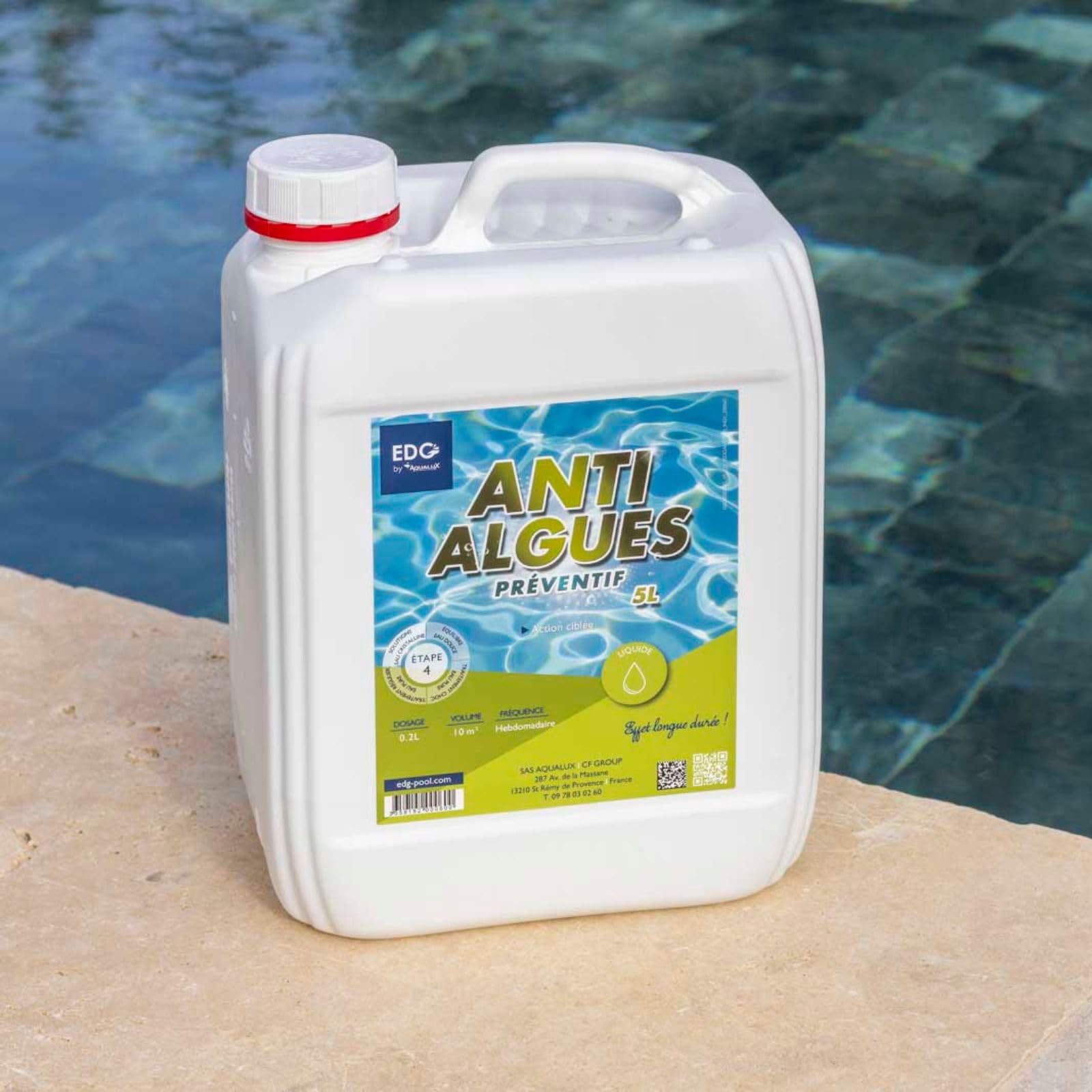 EDG - Anti Algues Piscine - Action Préventive Anti Eau Trouble - Algicide - Bidon 5 litres - Edg by Aqualux International