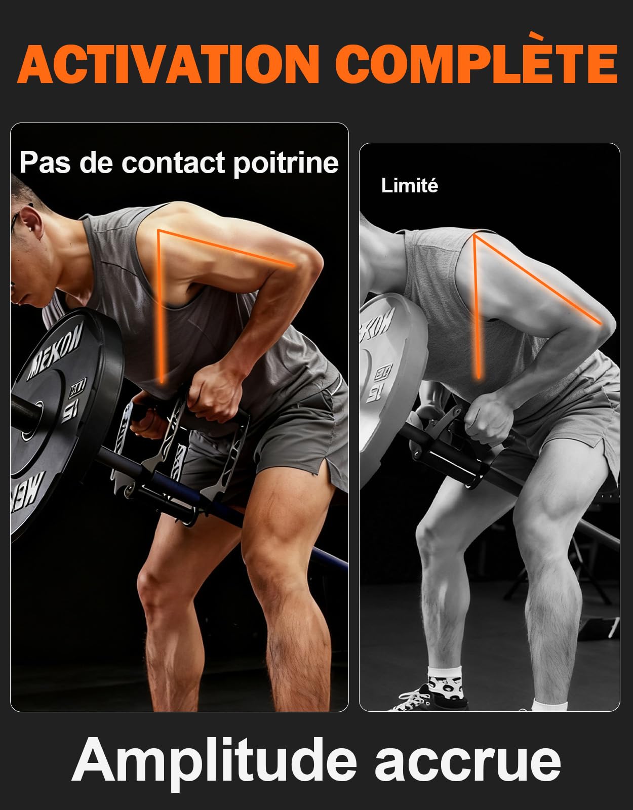 Fitarc Poignée de Tirage Barre en T à Largeur Réglable, Accessoire Landmine pour Barre d'Haltérophilie, Clips en U Poignée Landmine de Gym Accessoire Barre en V Exercice pour le Dos, les Bras, les