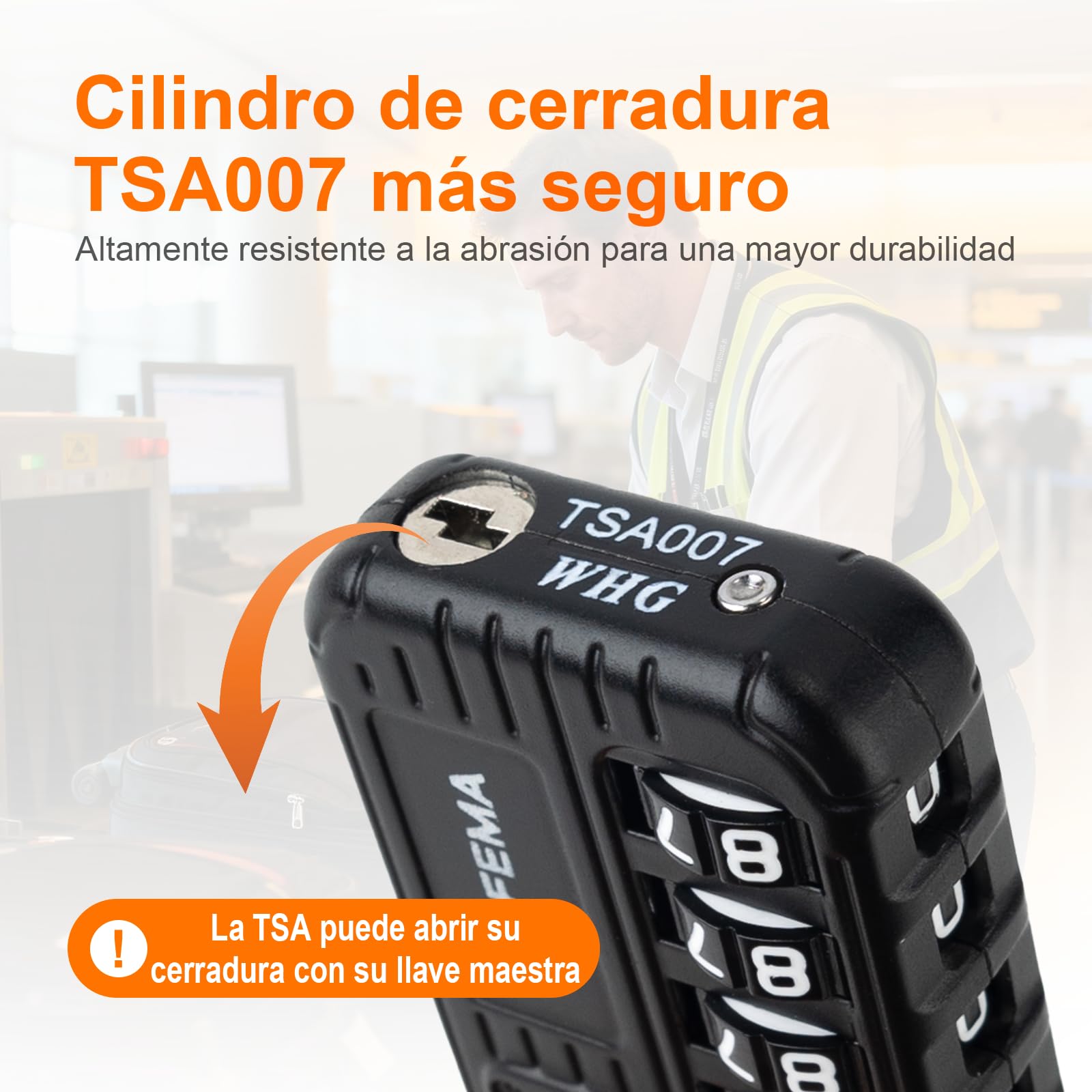 GRIFEMA Candado TSA con Combinación de 4 Dígitos, Cable Flexible para Maletas, Bolsos y Equipaje de Viaje, Negro (1 Unidad, GA1008) — view 6