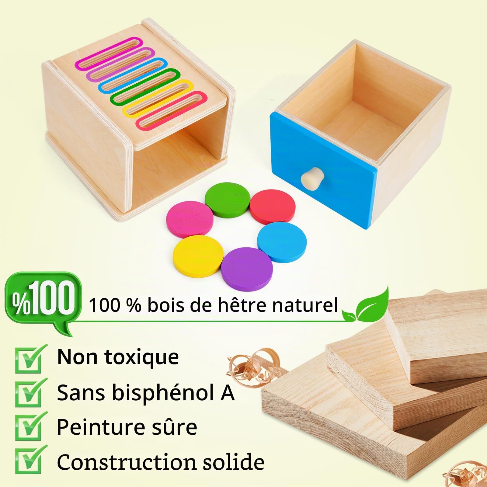 FCSONU Jouet Bebe 1 2 3 Ans, Jeux Enfants 1 2 3 Ans, Jeux Montessori 2 1 3 Ans, Jeux Educatif 2 Ans Apprendre Les Couleurs, Cadeau Fille Garçon 1 2 Ans Anniversaire & Cadeaux Noel