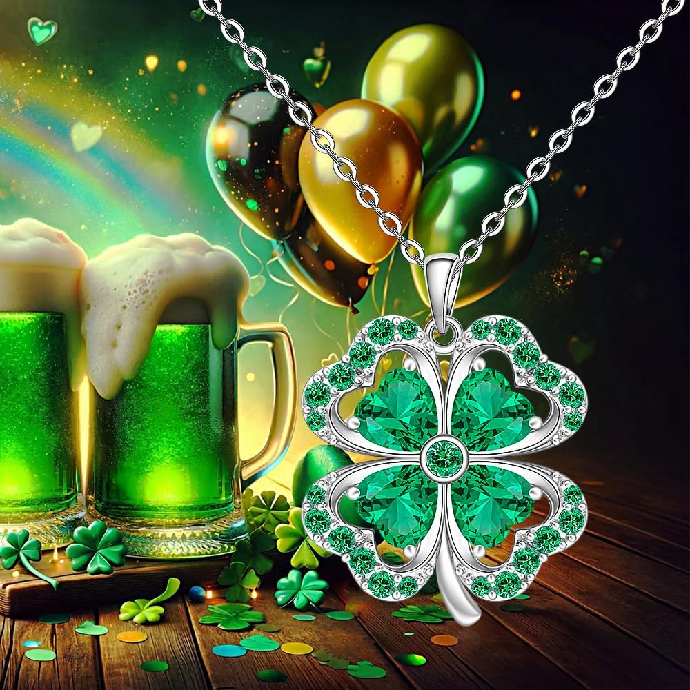 Shamrock Necklace St Patricks Day Necklace Clover Tree of Life Shamrock Pendant Sterling Silver Luck Celtic Irish Green Jewelry Gifts - Image 5