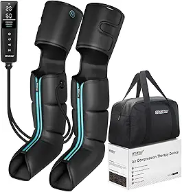 CINCOM Massageador de compressão de ar sem fio – Botas recarregáveis para pernas e pés com 3 modos, 10 níveis de intensidade, 5 configurações de temporizador para circulação, alívio da dor, edema, SPI