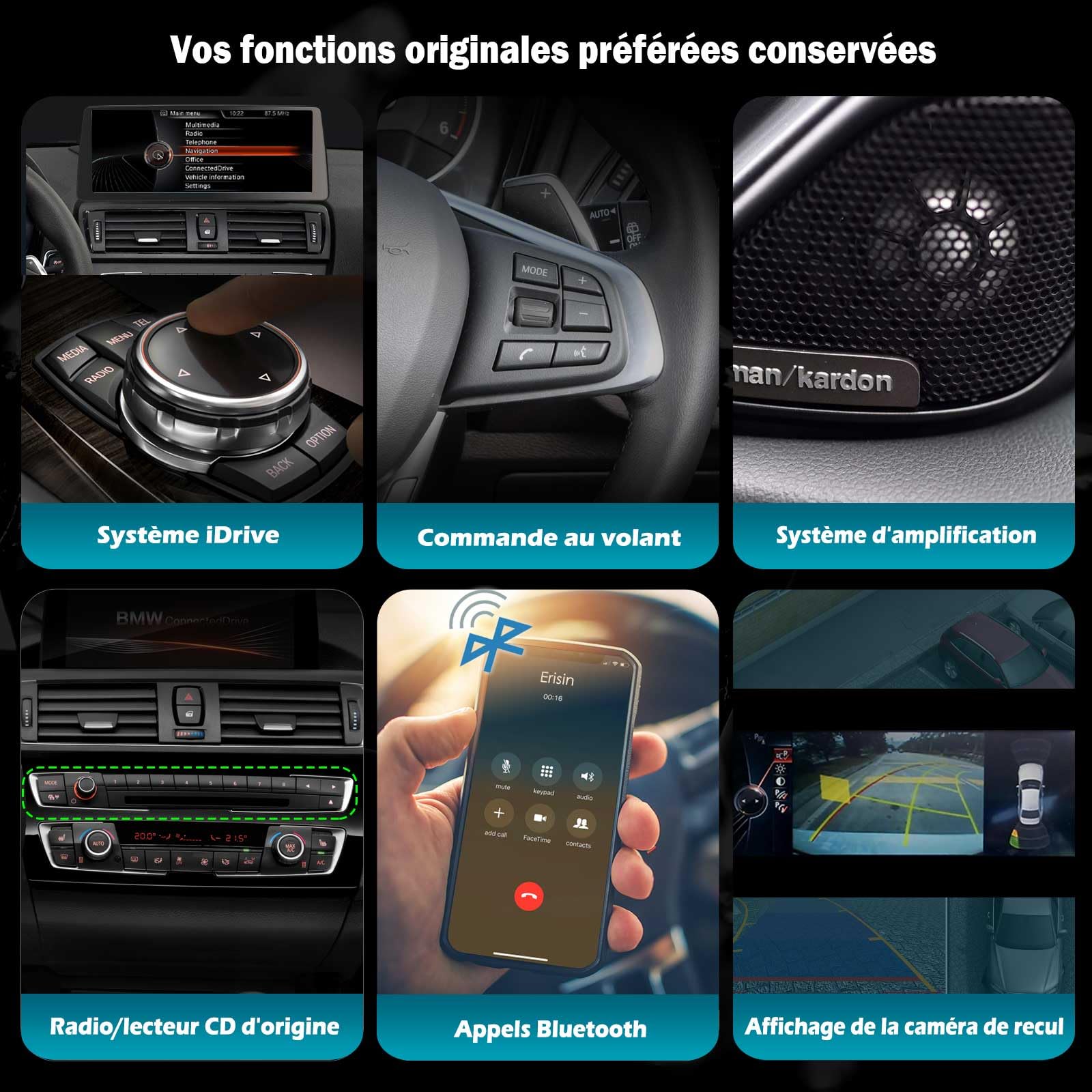 12,3 Pouces 8GO+128GO Qualcomm 8 Core Android 14 Autoradio Stéréo pour BMW série 1 F20 F21 série 2 F22 F23 Support GPS Navigateur Carplay IPS WiFi Écran Tactile DSP Android Auto Bluetooth 5.1 Idrive