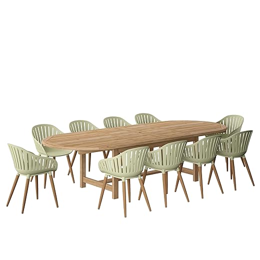 Urban Elements 7-Piece Teak Patio Dining Set: Includes 1 Oval Dining Table and 6 Dining Chairs. Dining Set for 6 Ideal for Enjoy with Family and Friends (11-Piece)