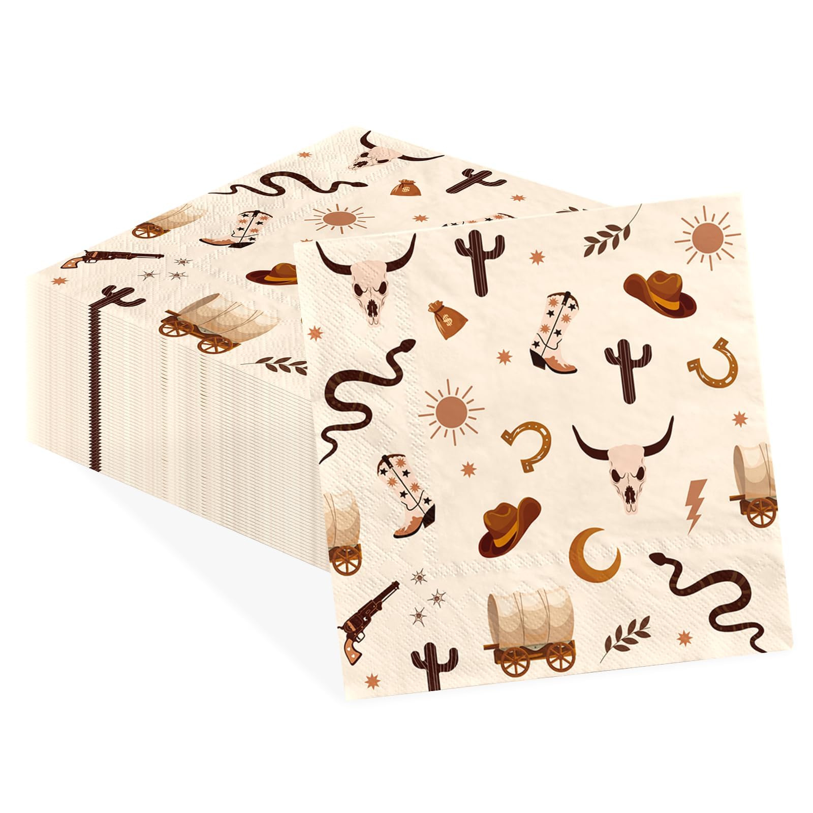 50Pcs Western Cowboy Rodeo Cocktail Napkins 5 x 5 inch 3 Ply