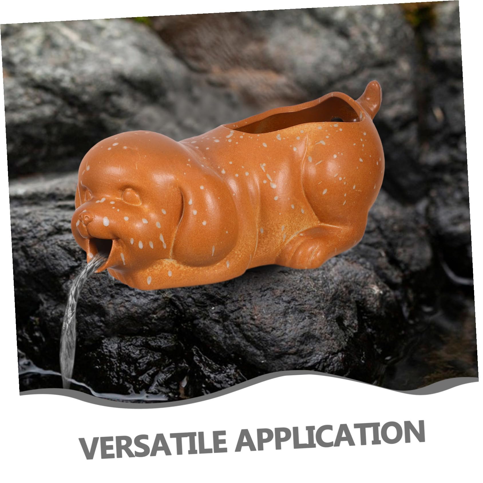 BESTonZON Fontana in Ceramica Beccuccio d Acqua Decorazione Per Acquario Scultura Forma Di Pesca Accessori Per Fontana Da Patio Cascata in Barattolo Per Esterno