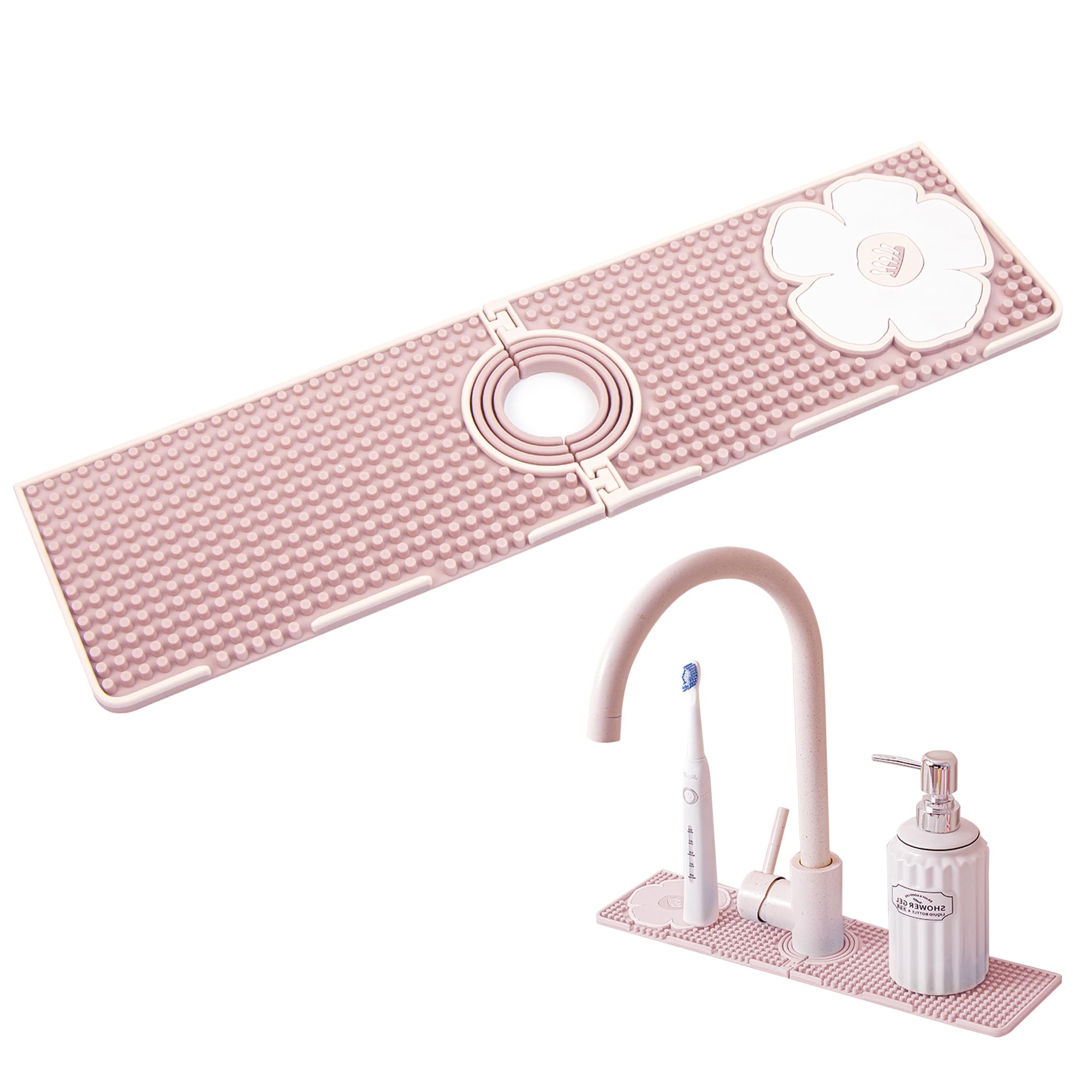 Silicone Mat for Kitchen Sink and Sink Drainer Pink Non-Slip