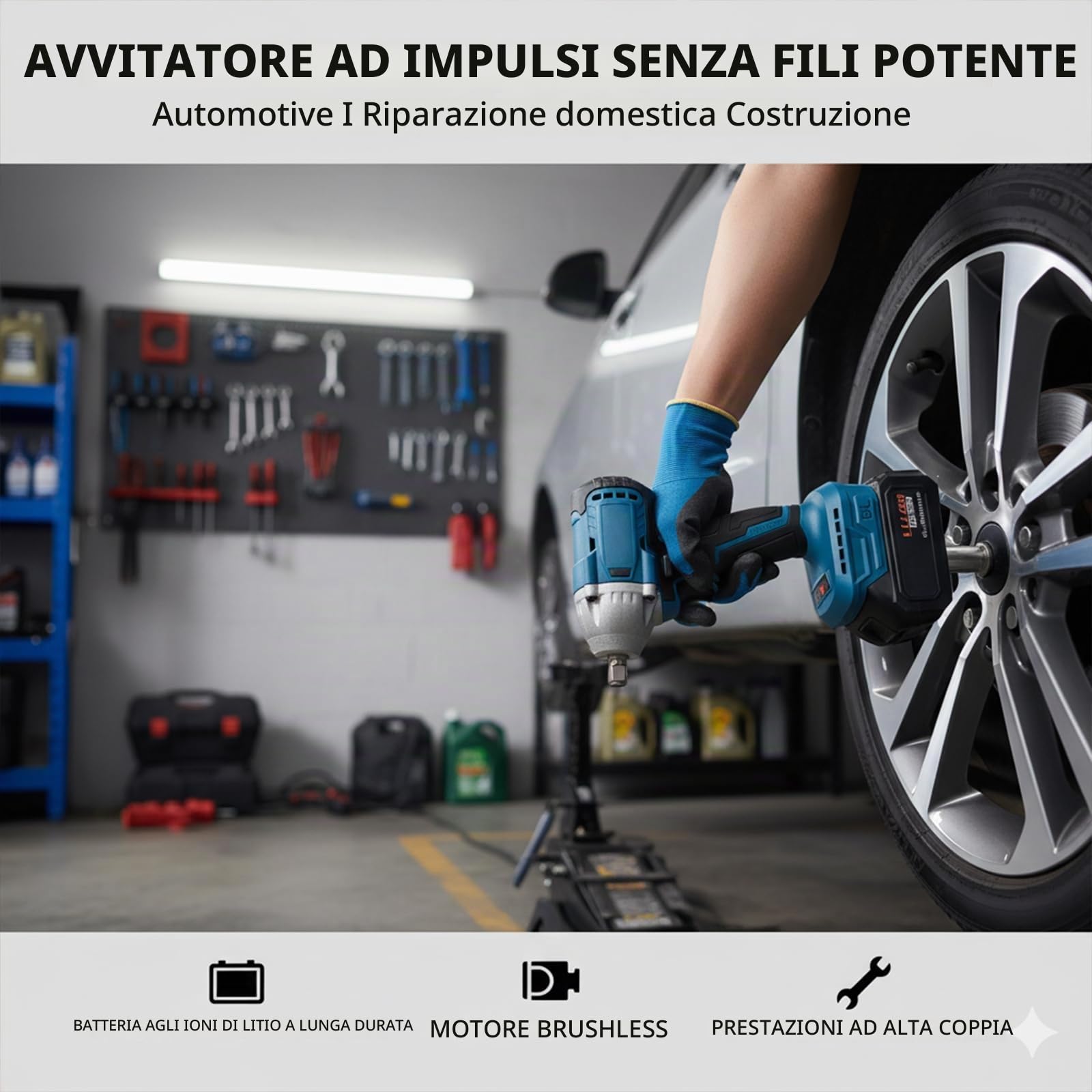VOLTIX Avvitatore a Impulsi Cordless 21V, Motore Brushless, Avvitatore a Percussione a 2 Velocità, Elevata Coppia, con Luce LED, Batteria Ricaricabile, Ideale per Fai da Te, Costruzioni e Riparazione