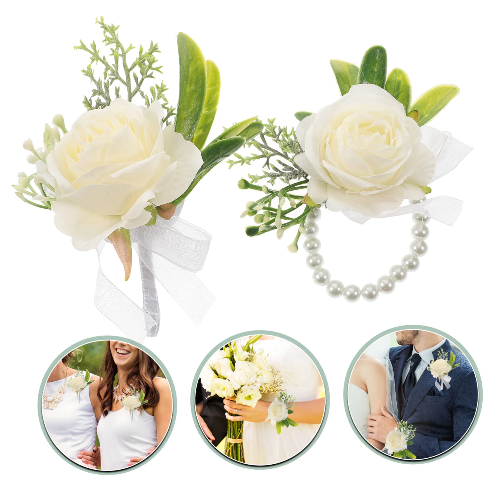 SOIMISS 4sätze Dekorative Handgelenkblumen Für Hochzeiten Kunstblumenarmband Mit Perlen Braut Und Brautjungfern-Corsage Teiliges Für Besondere Anlässe