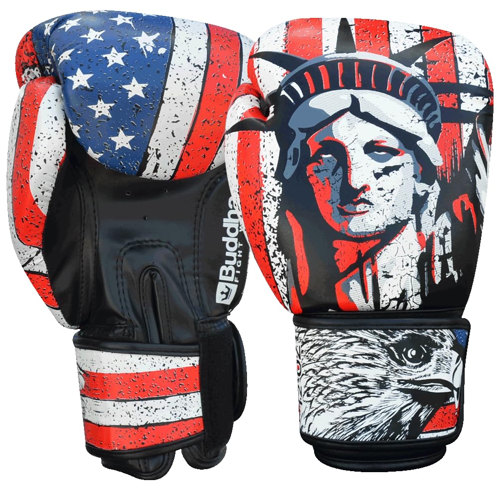 BUDDHA FIGHT WEAR - Fantasy Luzbel Boxing Gloves - Muay Thai - Kick Boxing - Synthetic Leather Fabric Inside Odor Resistant - Reinforced Stitching - Various Designs 12 Onz dull black