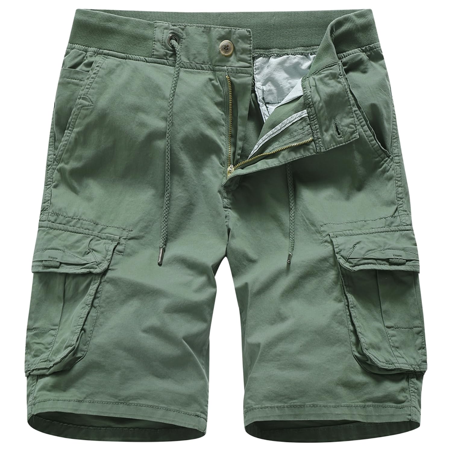 Imported Men's Cotton Cargo Shorts - Casual Outdoor Wear with Elastic Drawstring Waist and Multi Pockets-image-8