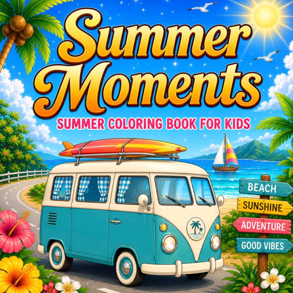 Summer Moments: Fun & Creative Summer Coloring Pages for Kids 8–12 | Beach Days, Tropical Treats, Camping Adventures & Sunny Vacation Fun (Holiday Moments Coloring Collection)