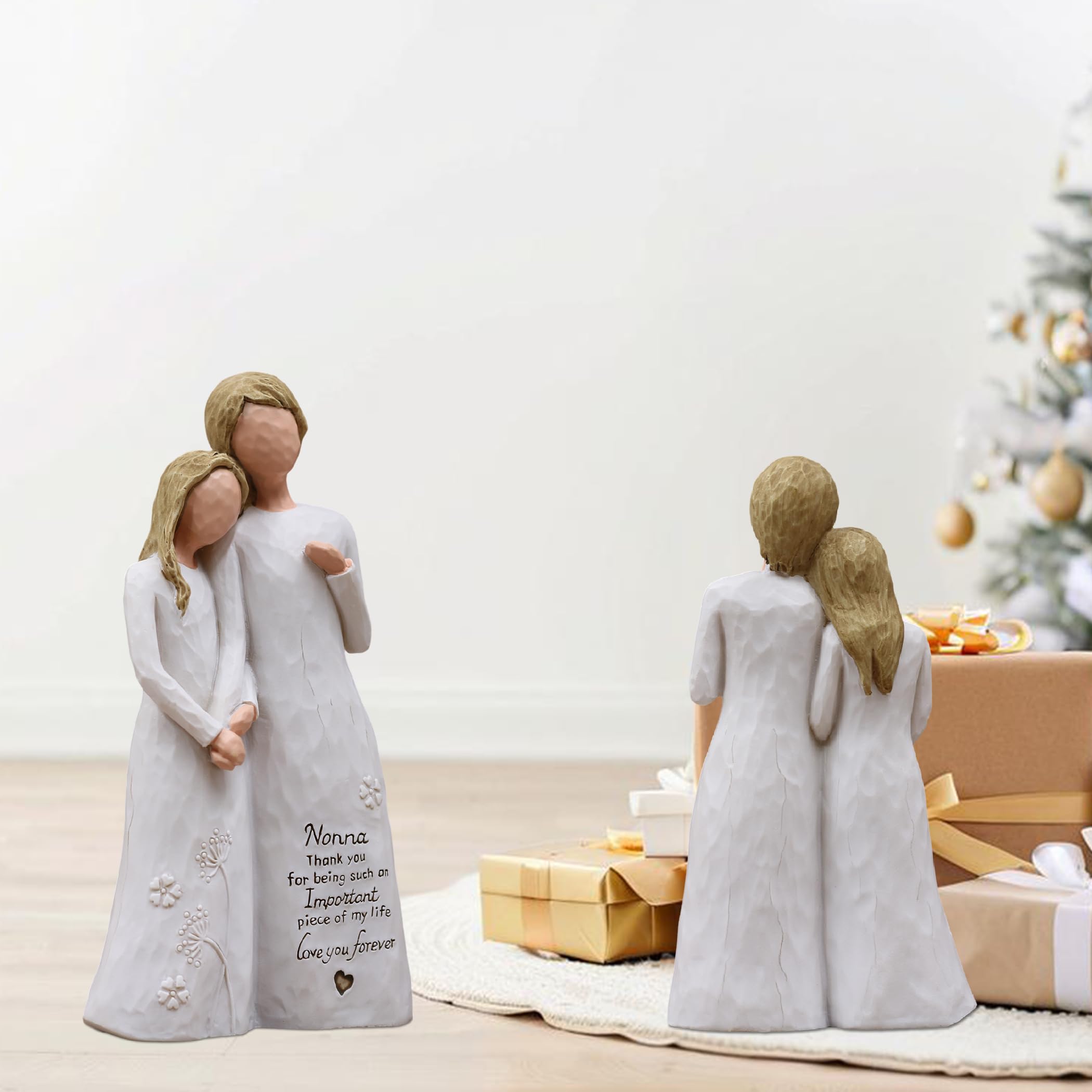 Nonna Gifts for Grandma, Gifts for Nonna, Nona Gift for Mothers Day Christmas Birthday, Grandmother Granddaughter Embrace Hand-Painted Sculpted Resin Figurine