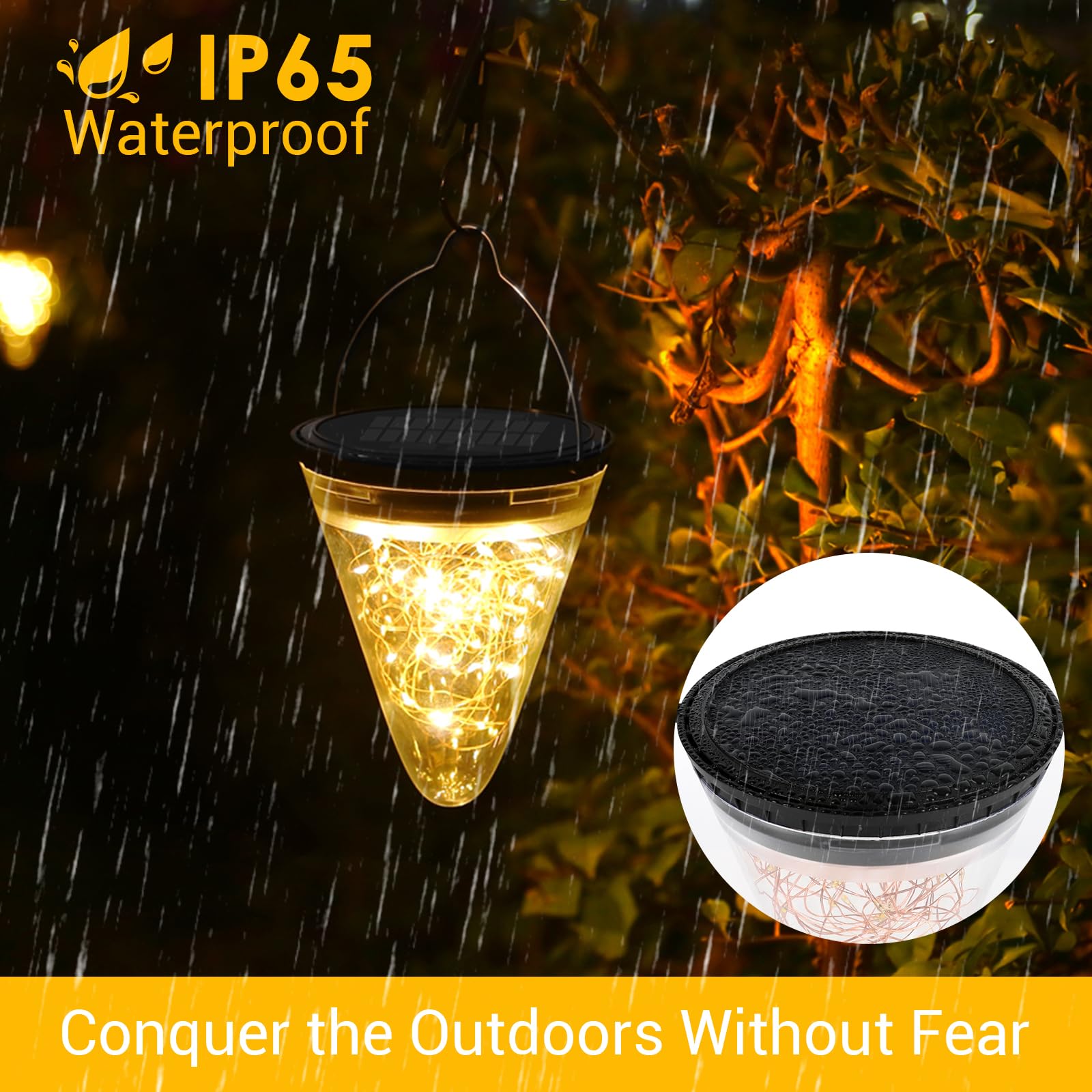 Lámparas Solares Exterior Decorativas 2 Pack Lámparas Solares para Jardín de Cristal IP55 Impermeable Farol Solar Exterior para árbol al aire libre, Jardín, Patio, Césped, Balcón