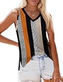 Womens Summer Tank Tops 2025 V Neck Sleeveless Casual Loose Fit T Shirts Side Split Going Out Tops Tunic