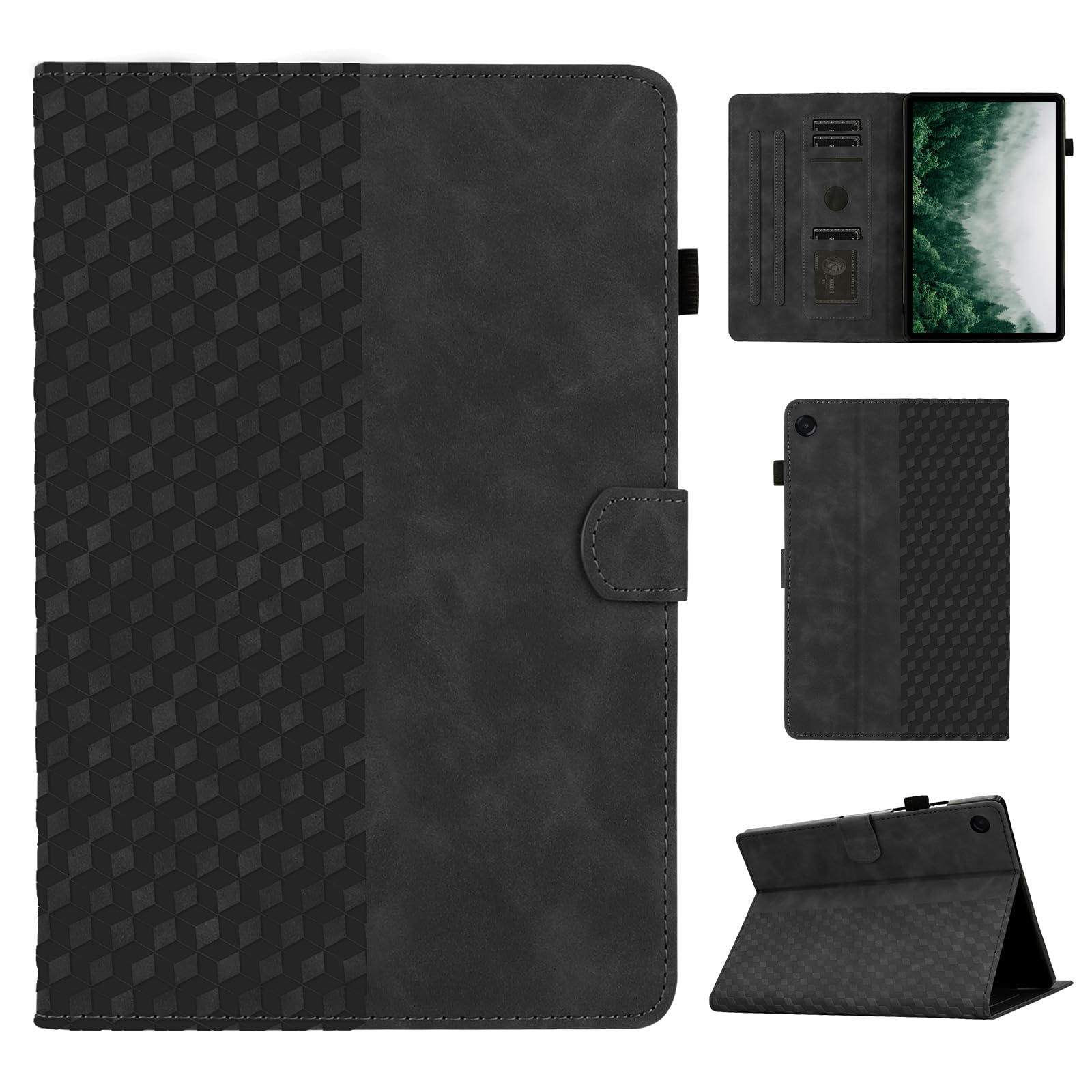CASAFUNY Hülle für Samsung Galaxy Tab A11 A9 8,7 Zoll 2025,Schwarz | PU Leder,Magnetische,Multi-Winkel,Folio Case,Schützhülle für Samsung A11/A9