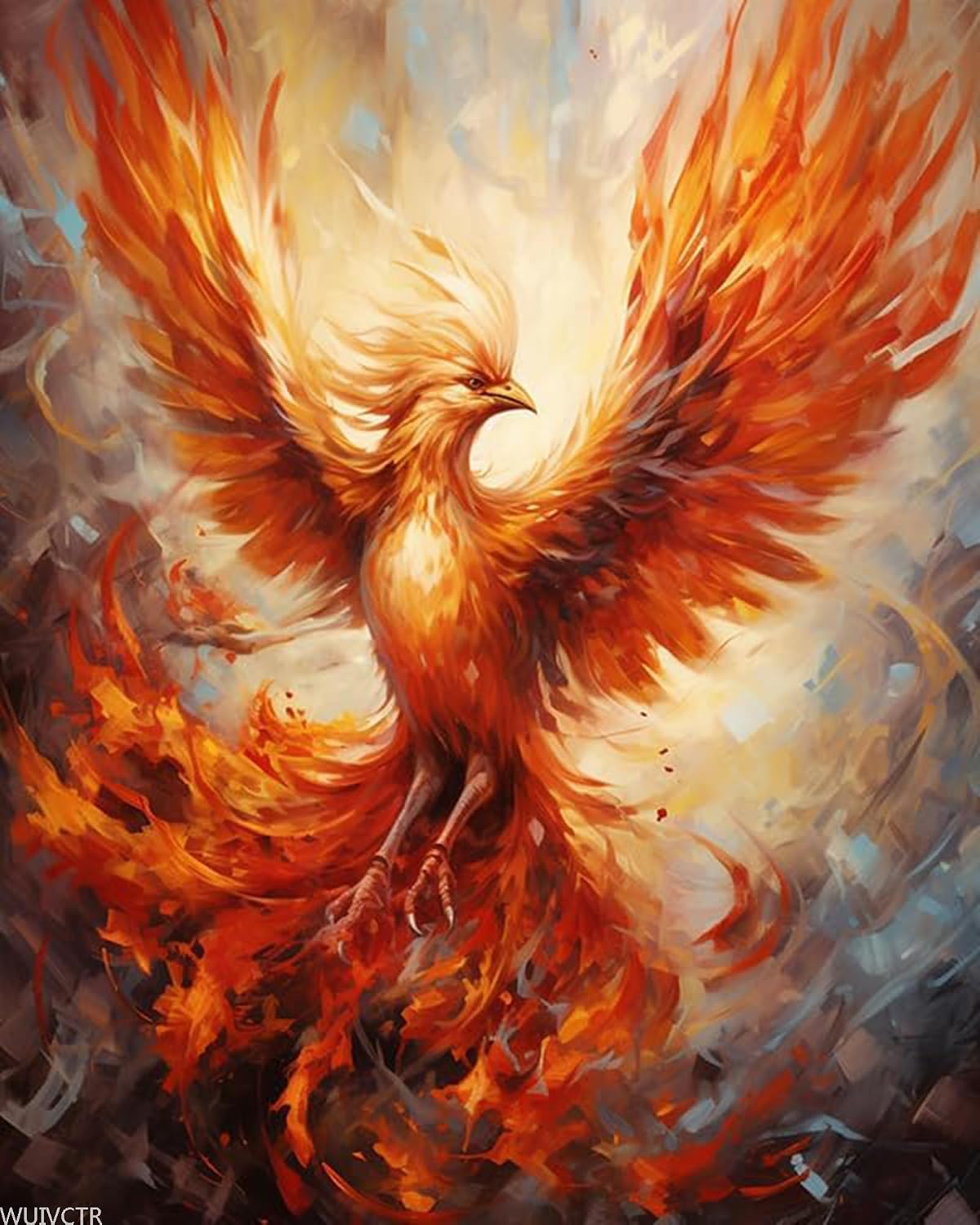 WUIVCTR Canvas Painting Gift Kit, Fire Phoenix Bird Animal, Acrylic Painting by Number Kits On Canvas Without Frame Paint by Numbers, 40x50cm