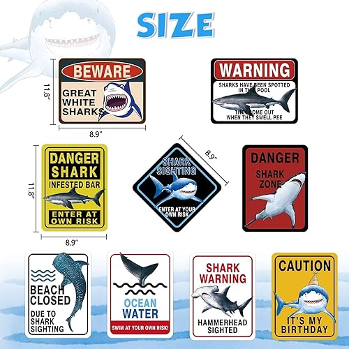 Miniatura 150 de WERNNSAI Decoraciones de fiesta de tiburón: 6 piezas divertidas de decoración de fiesta de cumpleaños de tiburón para niños y niños bajo el mar