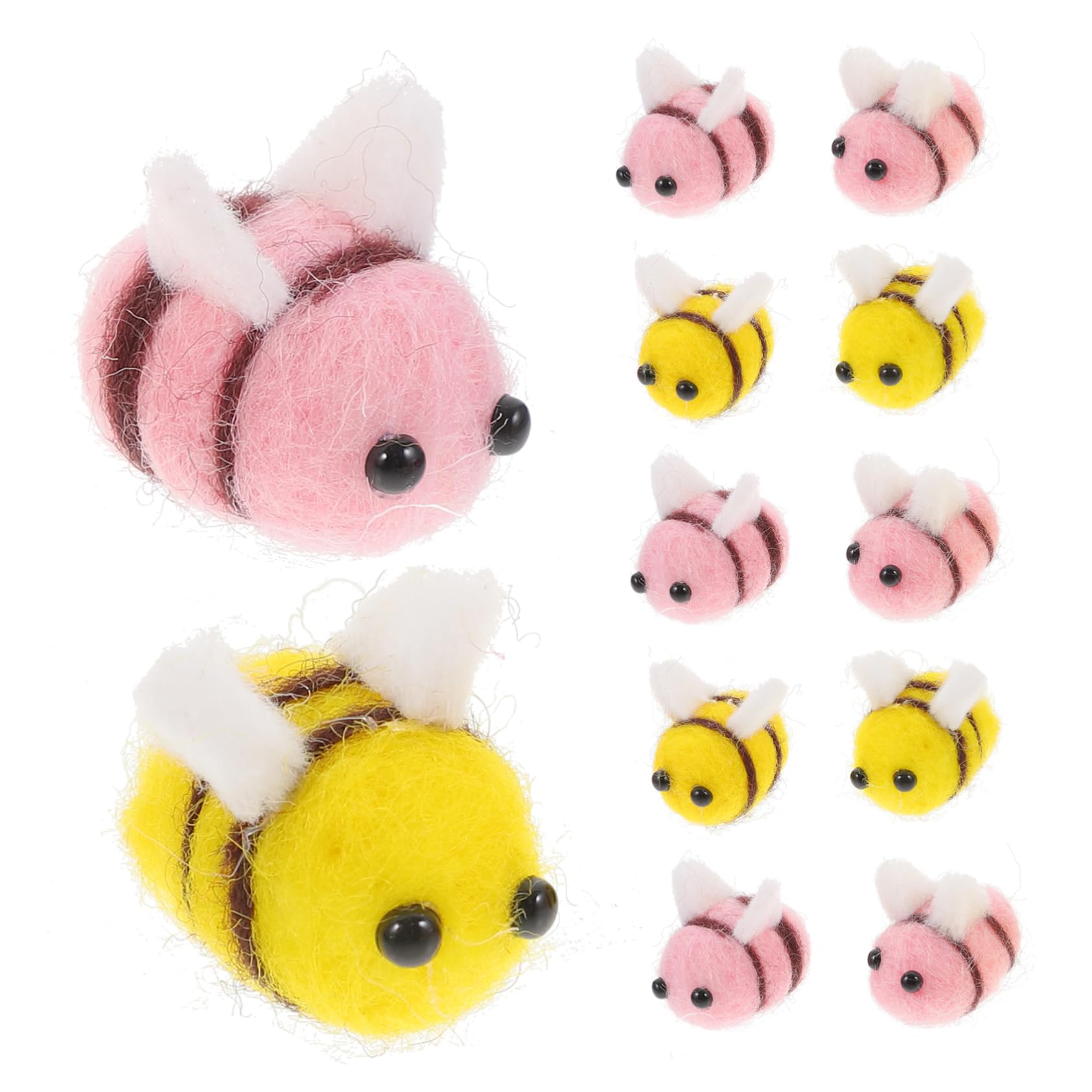 KOCKSHION 24Pcs Wool Felt Bee Ornaments for Crafts Bright Decorative Accessories for Clothing Party Decorations Rooms Cute Felt Animal Kit with Bees