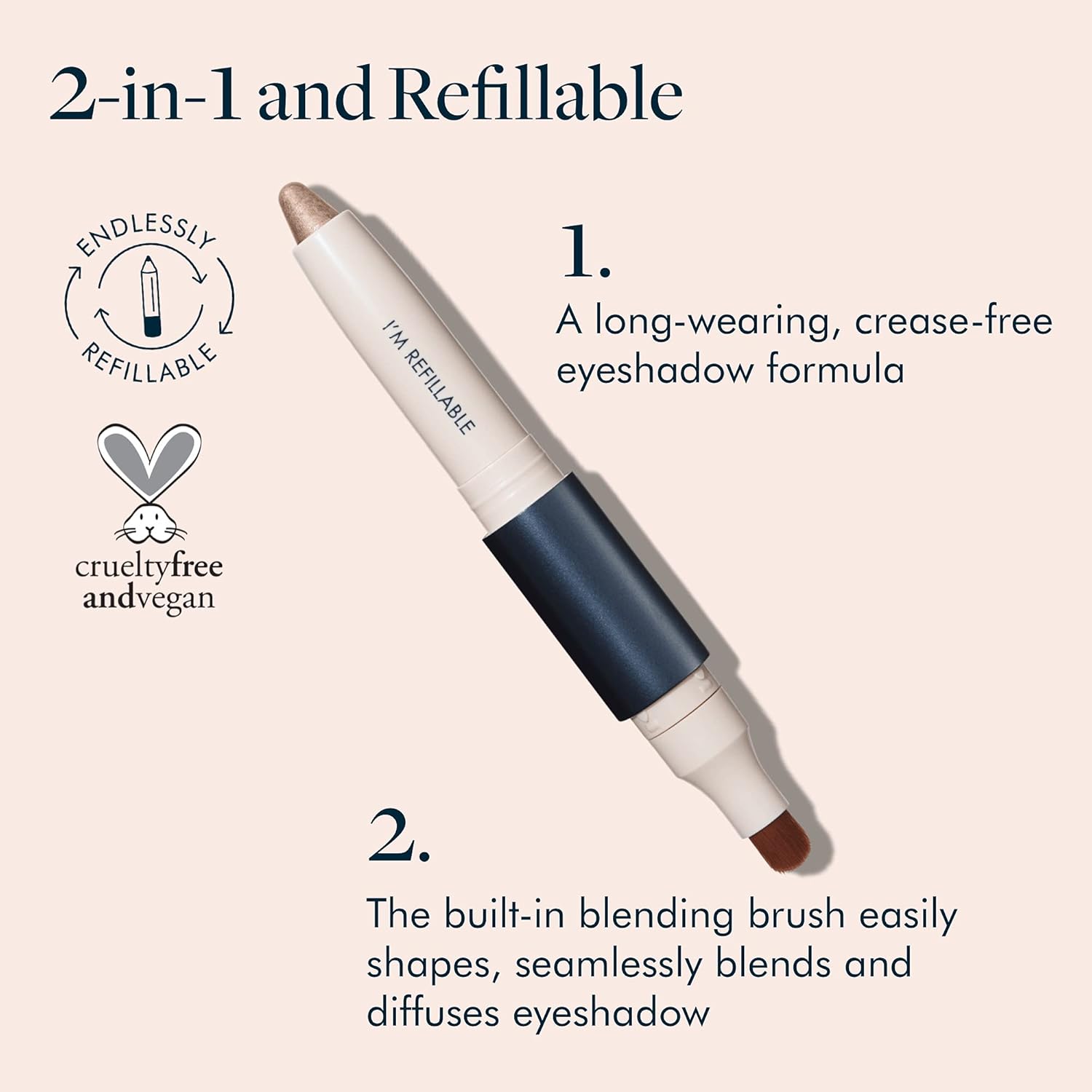 TRE'STIQUE Shadow Crayon, Refillable Eyeshadow Crayon With Built-In Blending Brush, Sustainable Shadow Makeup, Clean Beauty Eyeshadow - Image 2