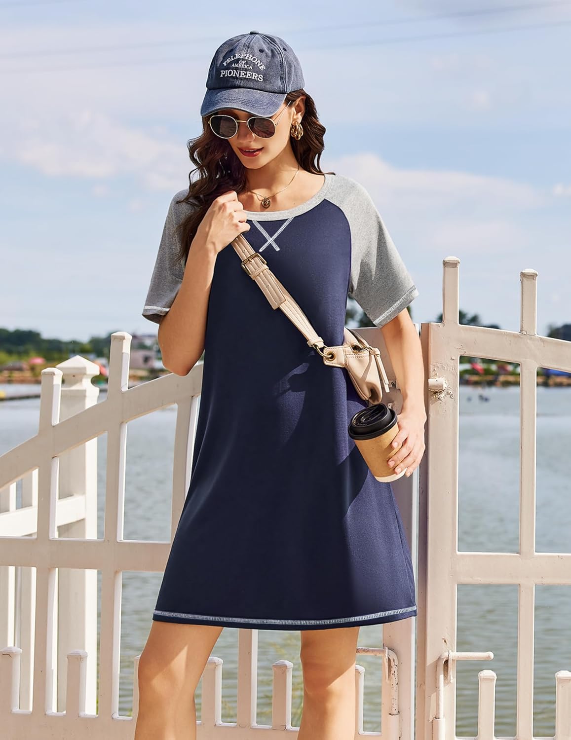 Ekouaer Nightgowns for Women Short Sleeve Sleep Shirts Crewneck Night Shirts Soft Sleepwear Caual T Shirt Sleep Dress - Image 6