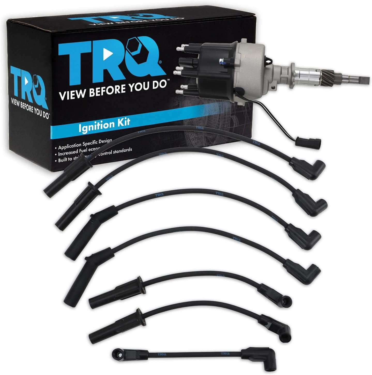 TRQ Ignition Coil Kit 2 Piece Distributor Compatible with 1994-1997 Jeep Cherokee 1994-1997 Grand Cherokee 1994-1997 Wrangler