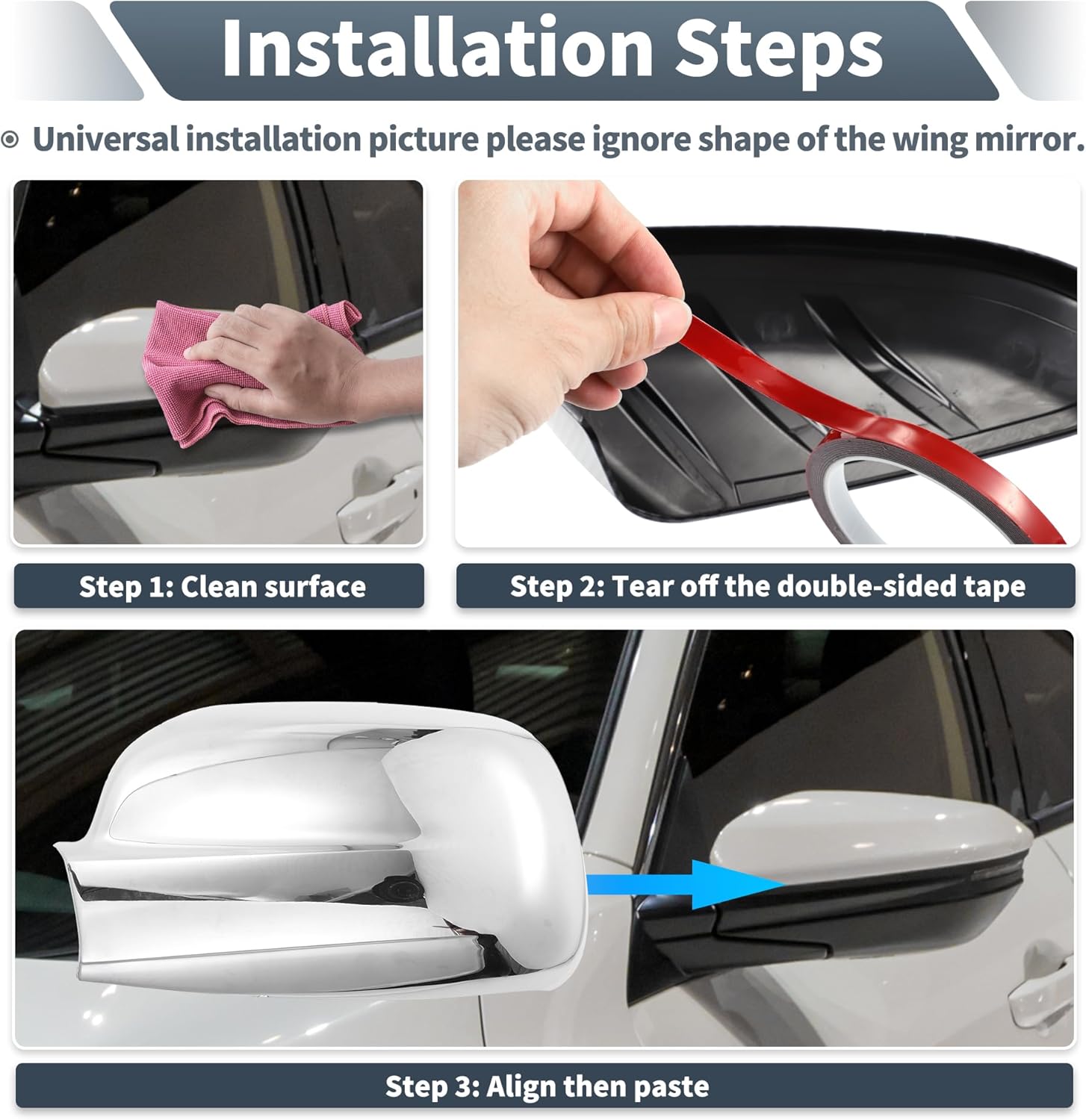 X AUTOHAUX Pair Car Rear View Driver Passenger Side Mirror Cover Cap Overlay Chrome Plated for Honda CRV CR-V 2002-2006 Mirror Guard Covers Exterior Decoration Trims