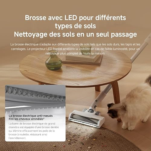 XIAOMI G20 Aspirateur Balai sans Fil - Puissance 150AW/25kPa, Autonomie 60 Min | Éclairage LED, Filtration 99,9% | Aspirateur pour Sols Durs, Tapis et Poils d'animaux - 5