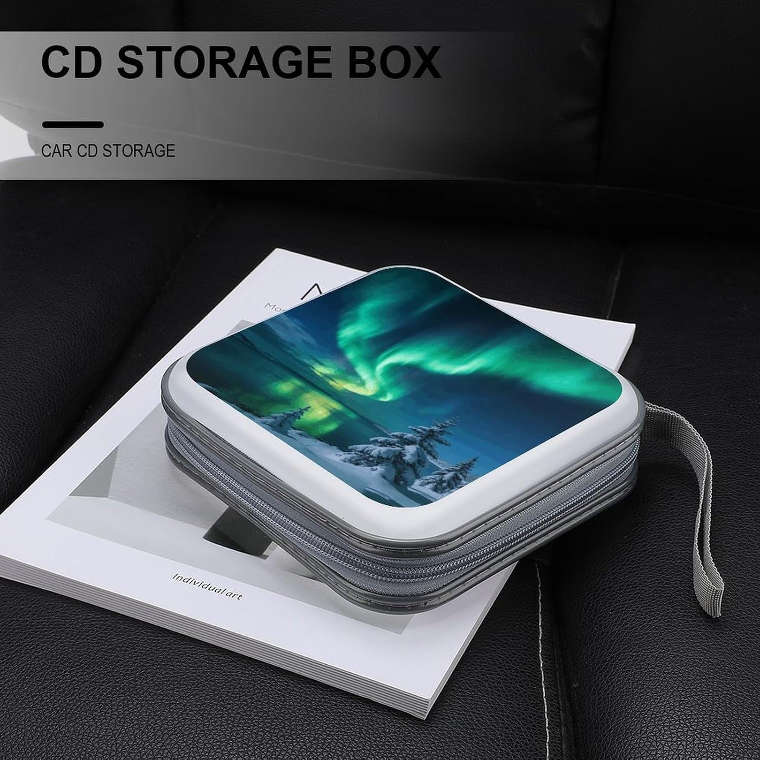 Polar Lights DVD Case, 40 Capacity CD Case Holder with Zippers, Portable CD Holder Hard Plastic Disc Cases Personalized DVD Wallet Organizer for Car Home Travel image 5