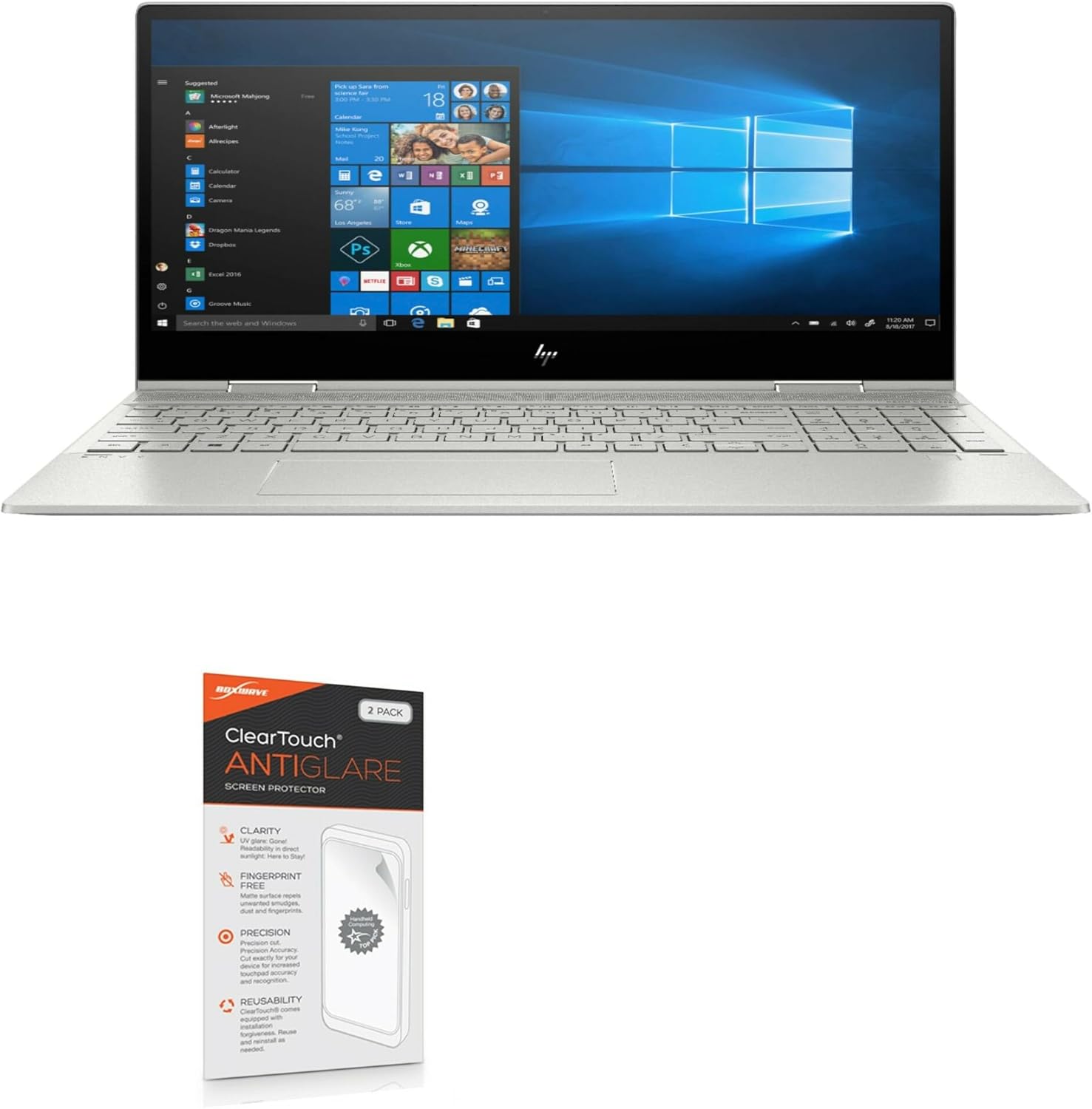 BoxWave Screen Protector Compatible with HP Envy x360 Convertible 2-in-1 Laptop (15.6 in) - ClearTouch Anti-Glare (2-Pack), Anti-Fingerprint Matte Film Skin