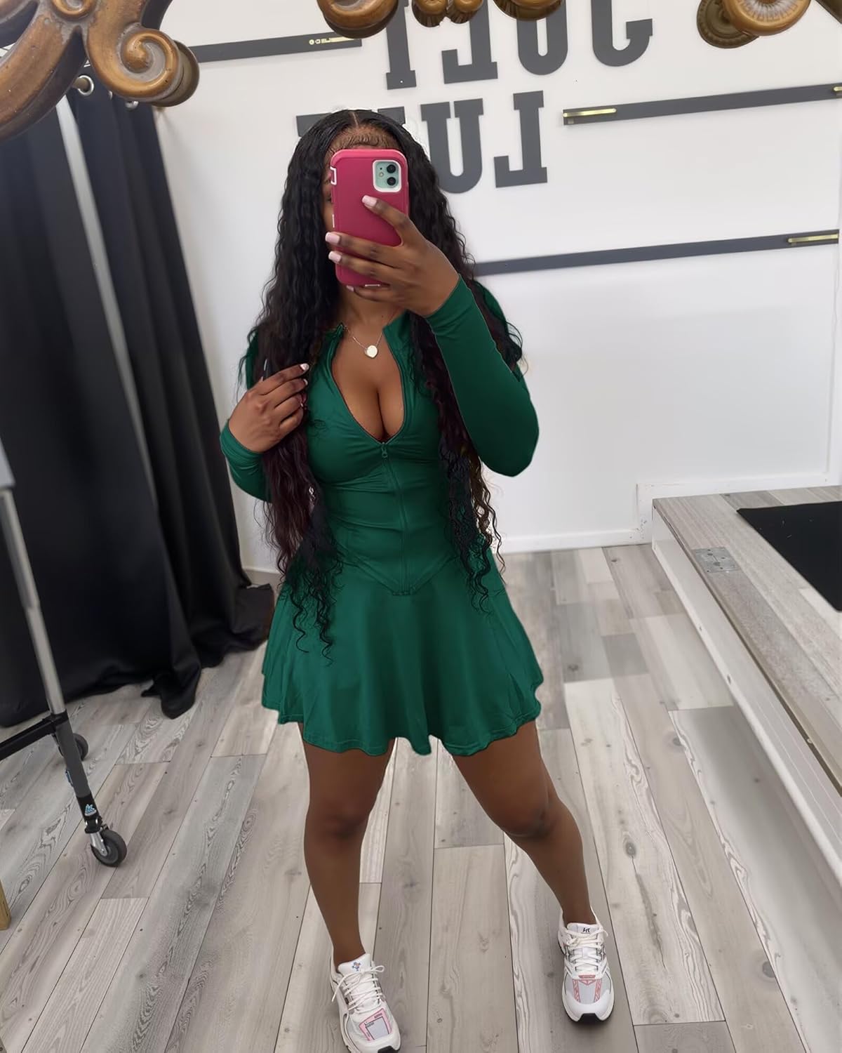 Adogirl Womens Sexy Flared Tennis Skirt Sets Slim Zip Up Jacket 2 Piece Outfits Athletic Matching Mini Dress with Shorts