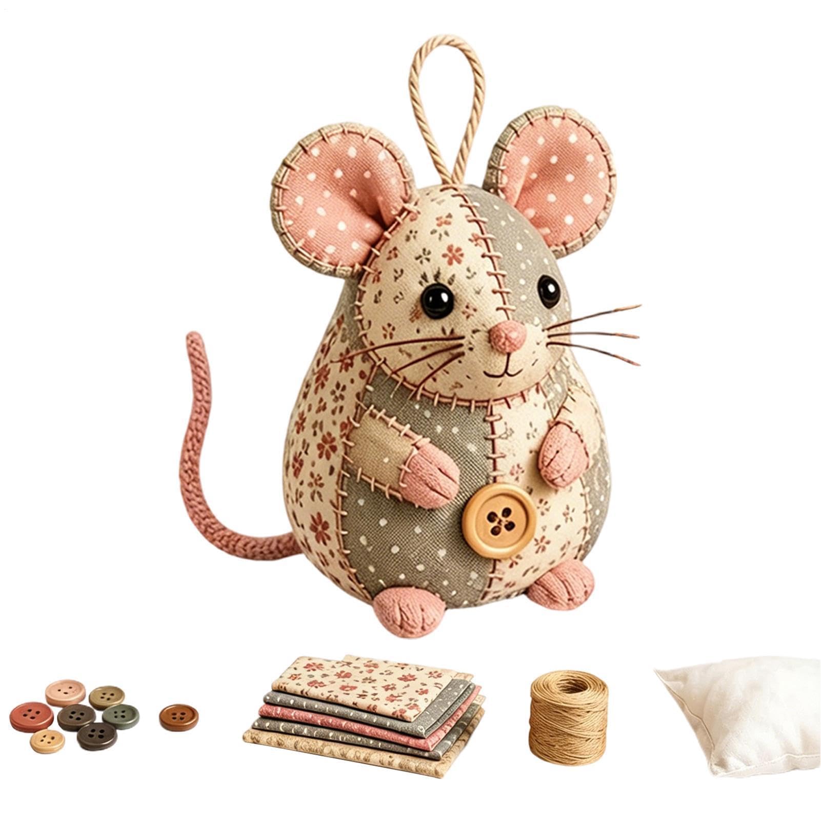 Kit de costura de ratón para principiantes, kit de arte para hacer adornos de animales 3D para adultos, aficionados, diversión familiar, cumpleaños, vacaciones