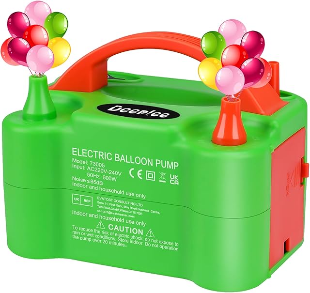 Deeplee Electric Balloon Pump, Electric Inflator Pump Inflator Blower Electric Balloon Inflator Portable Pump for Party, Wedding, Birthday