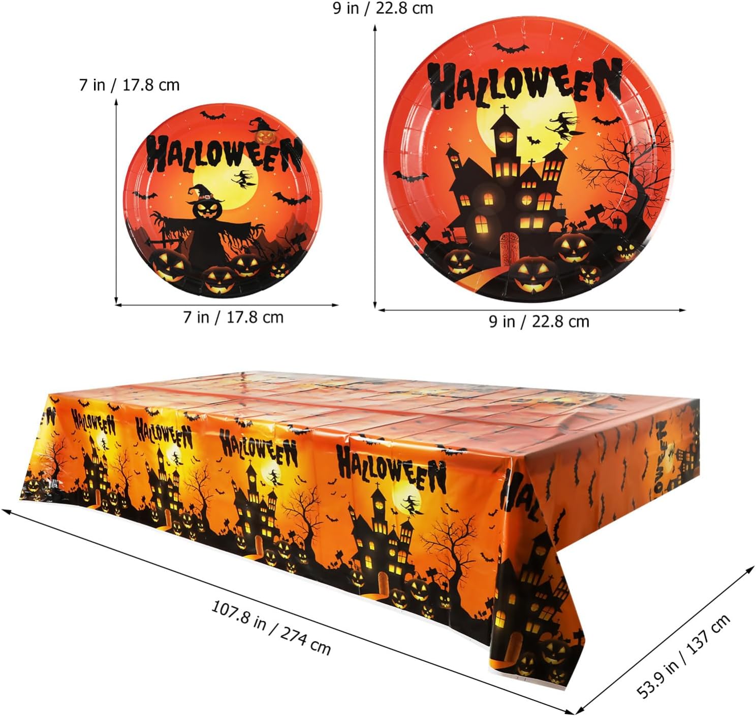 Alipis 1set Halloween Party Supplies Dinner Plates Cups Tablecloth Banner Safe and Materials for Halloween Decorations and Easy Setup