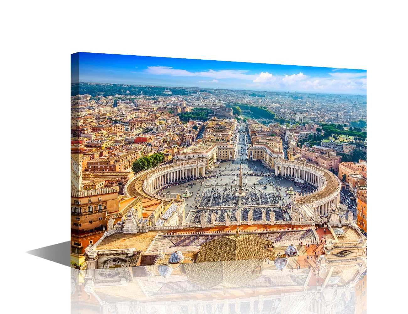 1 Panels Modern Wall Art Famous Saint Peter's Square in Vatican and Aerial view of the Rome City During Sunny Day Pictures Print on Canvas for Home Office Wall Decorations, 24" Wx16 H