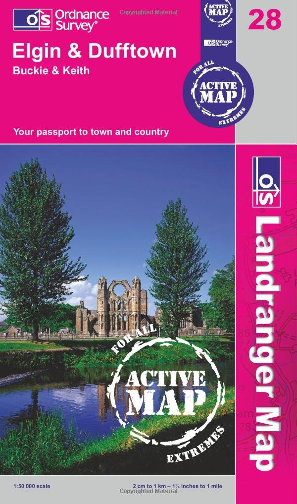 Elgin, Dufftown, Buckie & Keith: 28 (OS Landranger Active Map)