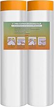 LLPT Tape and Drape Pre-Taped Masking Film | 2-Pack | Versatile Painter's Plastic Dust Sheets for Auto Wall Furniture Painting and Spraying Protection (MFTO2633) | 270cm(Unfolded) x 33m
