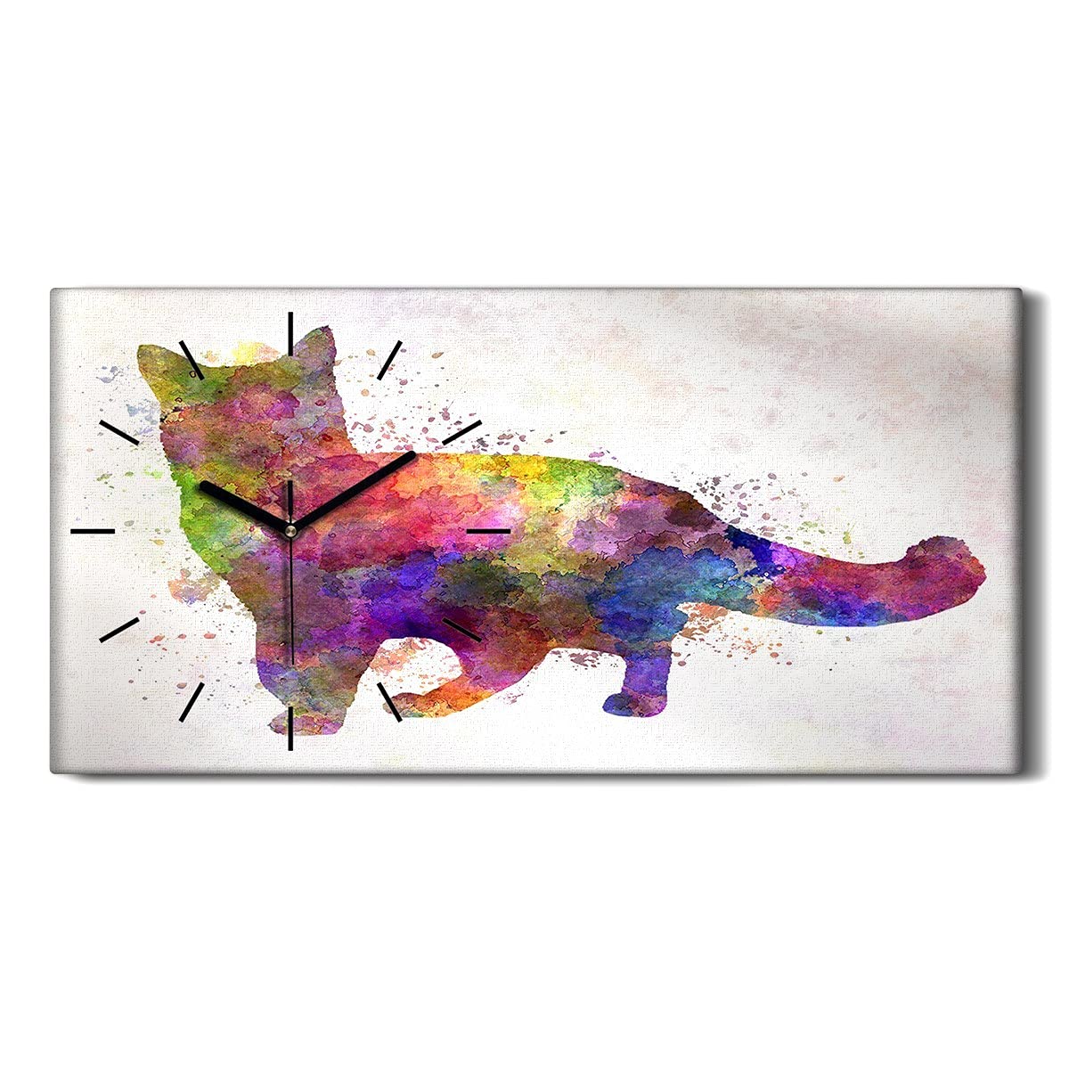 Horloge sur Toile Sans Tic Tac Chat Abstrait Décoration Chambre 60x30
