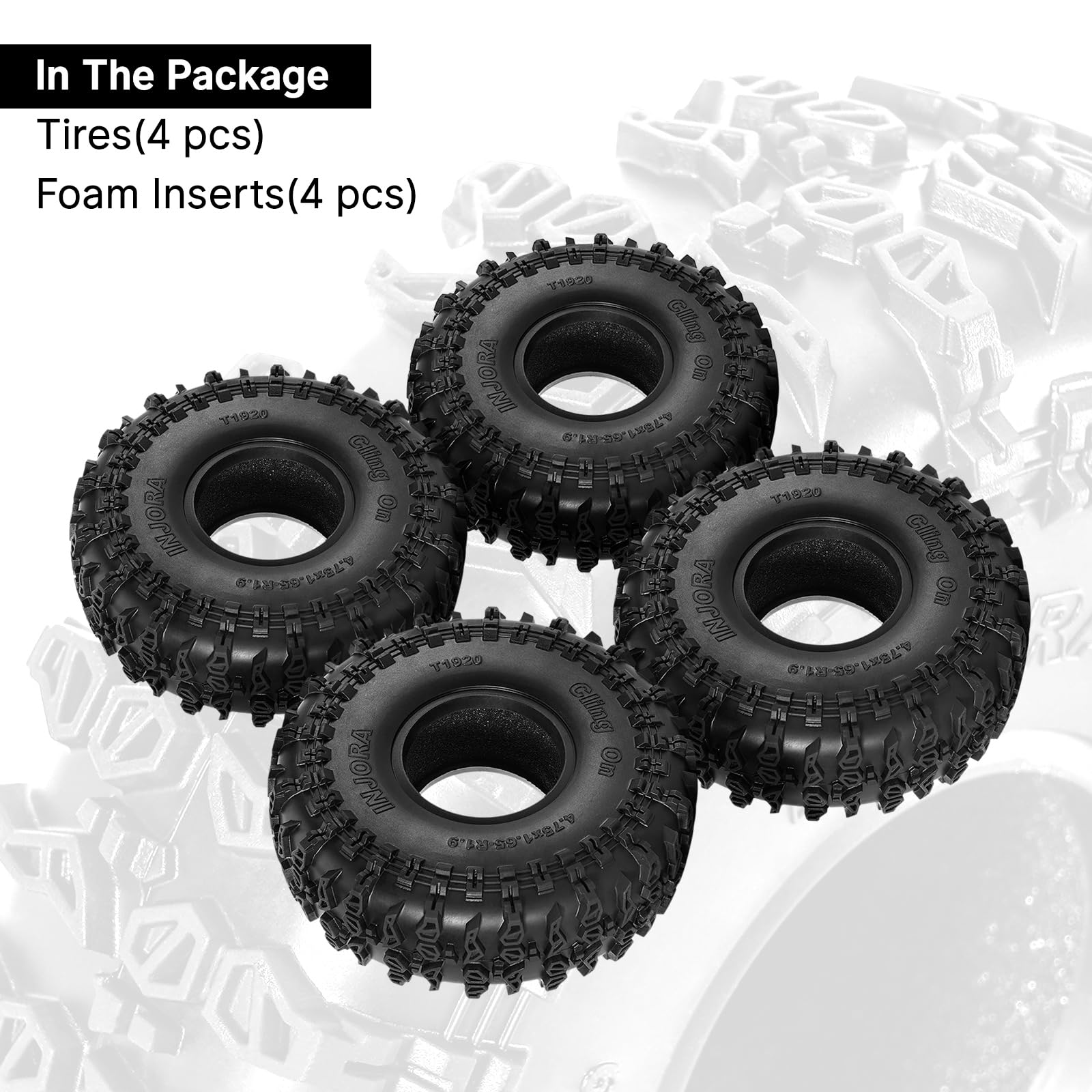 INJORA Opony 1,9" Cling On 120 * 42mm S5 do TRX4 SCX10 1/10 RC Crawler
