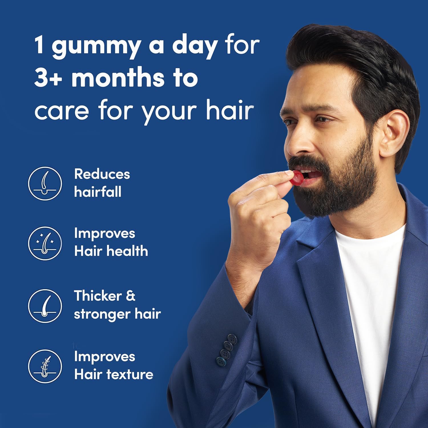 Man Matters Biotin Hair Gummies (90N) | With Biotin, DHT Blockers, Vitamin A, C, E, Fibre & Zinc | For Stronger and Healthier Hair | Strawberry Flavour | 100% Vegan & Gut Friendly Man Matters Biotin Hair Gummies (90N) | With Biotin, DHT Blockers, Vitamin A, C, E, Fibre & Zinc | For Stronger and Healthier Hair | Strawberry Flavour | 100% Vegan & Gut Friendly