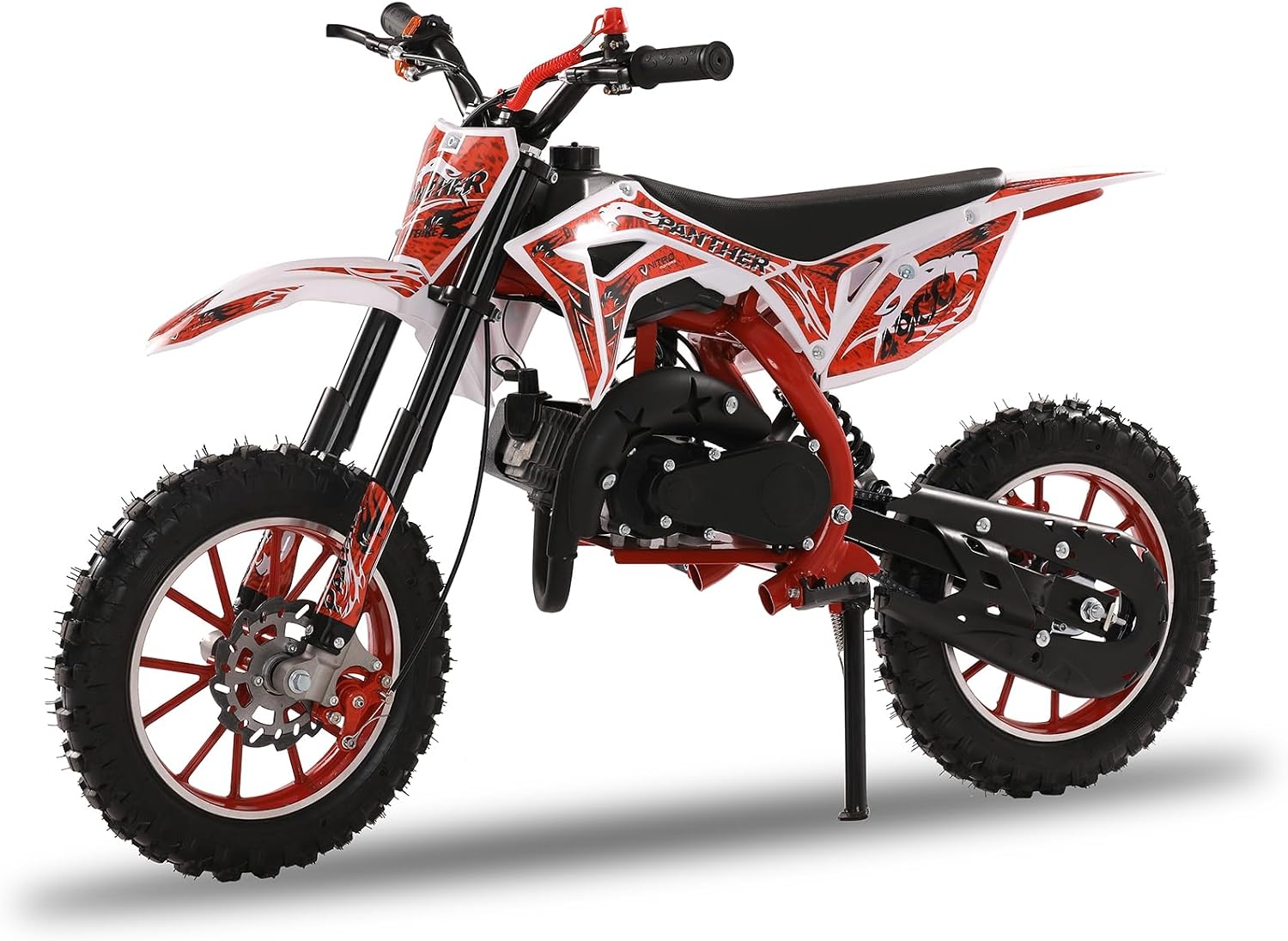 49cc 2-Stroke Mini Kid Dirt Bike, Kids Dirt Bike with Off-Rode Tire, Pocket Rocket Bike with Front Rear Disc Brakes, Off Road Mini Motorcycle, Racing Max Speed 40KM/H Red